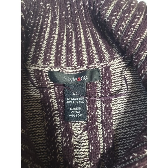 Style & Co Women's Maroon XL Knit Sleeveless Long Sweater Vest Striped - Picture 3 of 5